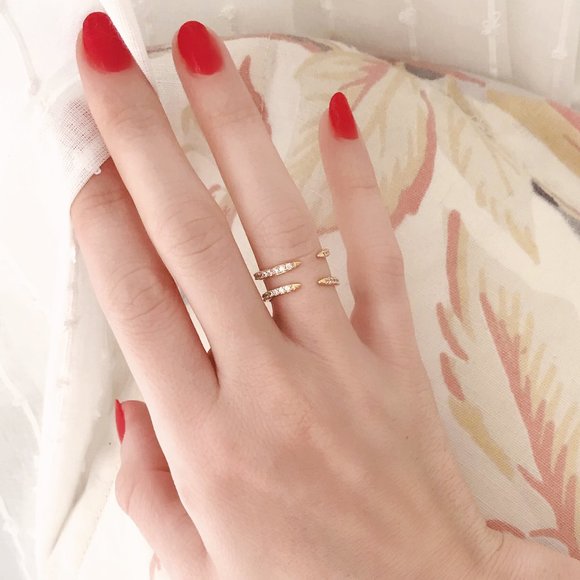 Jewelry - 14k Gold Vermeil Ring with Diamonds